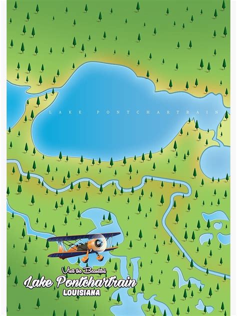 "Lake Pontchartrain Louisiana lake map" Art Print by vectorwebstore ...