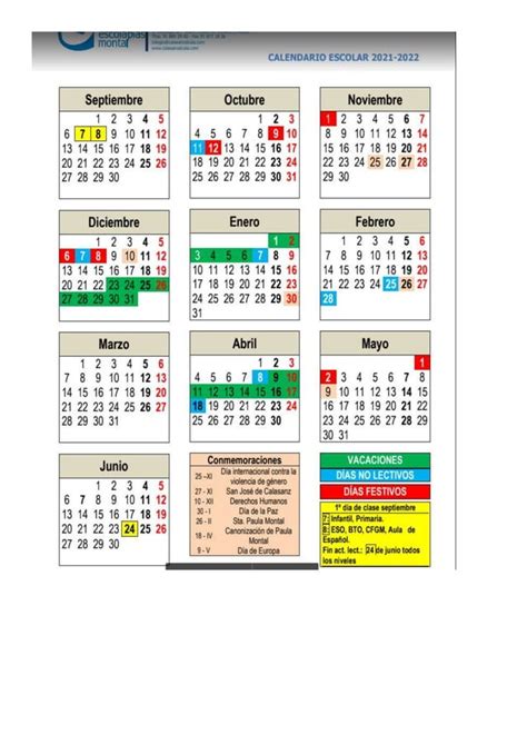 Calendario Escolar 2021 2022 Pdf