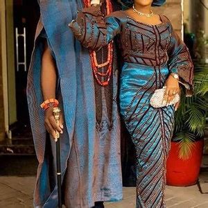 2 Tones Aso Oke Couples Outfits African Women S Clothing African