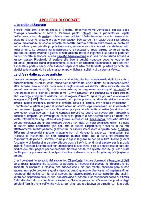 Apologia Del Filosofo Socrate Apologia Di Socrate L Esordio Di