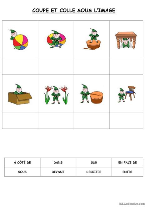 Apprendre les prépositions en jouant Français FLE fiches pedagogiques