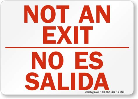 Bilingual Exit Signs Salida Signs