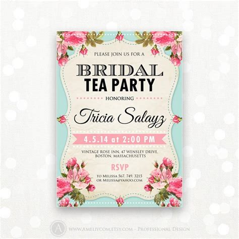 Printable Bridal Shower Invitation Bridal Tea Party Invite Bridal