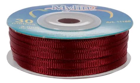 Liston Cinta Popotillo Color Manualidades 3mmx30m Mylin 1pz Vino