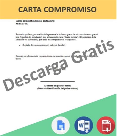 Carta Compromiso Ejemplos Y Formatos PDF Word