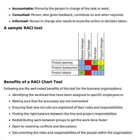 Free 6 Sample Raci Chart Templates In Pdf Ms Word Excel