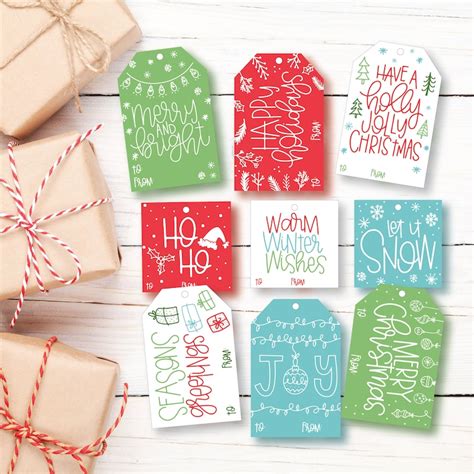 Holiday Gift Tags Template Printable Christmas Tags Merry - Etsy