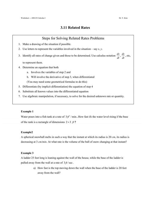 Related Rates Practice Problems - RYZE Superfoods