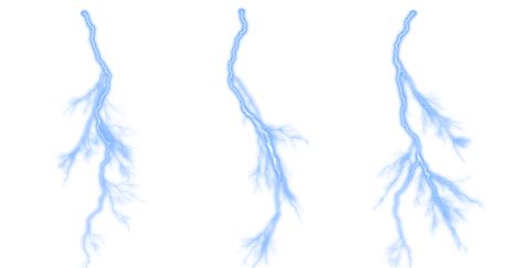 A Set Of Realistic Blue Lightning Effect Isolated On Transparent