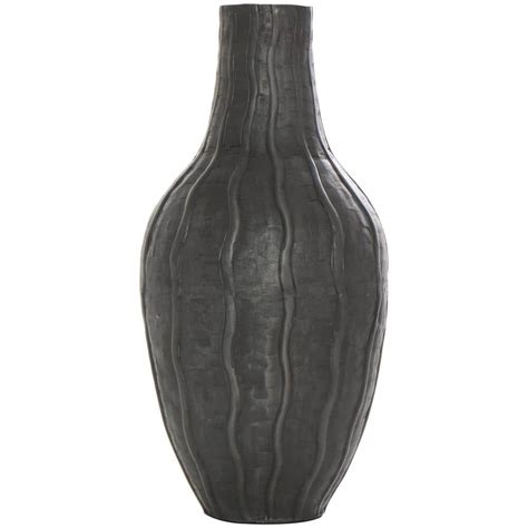 Litton Lane In Black Snakeskin Inspired Metal Decorative Vase With