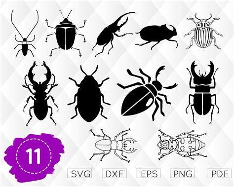 Ladybug Fly Vector Silhouette Bugs Dxf Stag Beetle Svg Cut File Horned