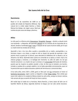 Sor Juana In S De La Cruz Ni Ez Y Adolescencia Pdf