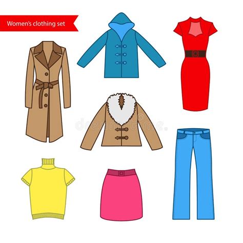 Set Of Vector Icons Of Women S Clothing For Your Design Colorful Stock