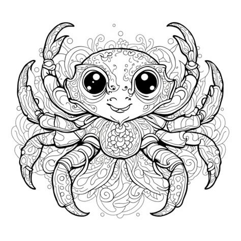 Télécharger Page de coloriage d un crabe mignon avec un design orné