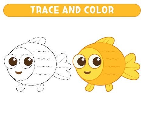 Premium Vector | Trace and color cute cartoon fish worksheet for kids