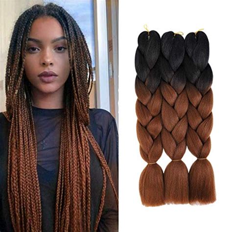 Ombre Braiding Hair Kanekalon 2 Tone Black Dark Brown Color Hair Extensions For