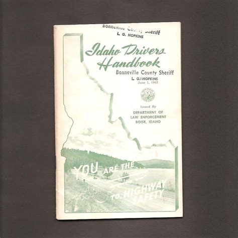 1963 Idaho Drivers Handbook–you Are the Key to Highway Safety