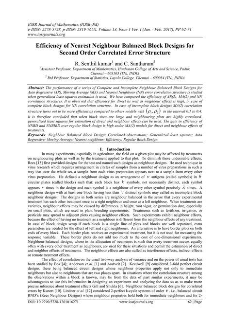 Efficiency Of Nearest Neighbour Balanced Block Designs For Second Order