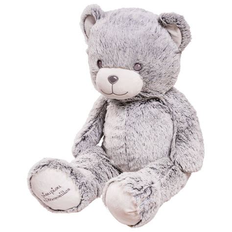 Peluche géante Gaston Gris ours peluche 80cm Made in France