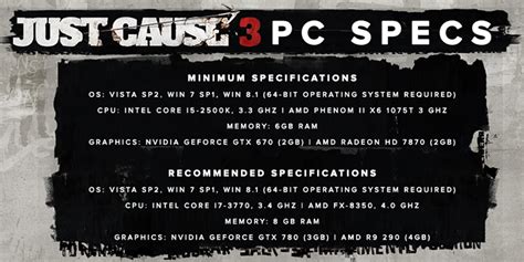 Just Cause 3 Official Pc Requirements