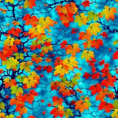 Vibrant Yellow and Red Autumn Leaves Art - Stock Image by Babakn