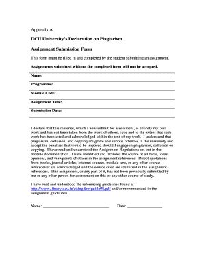 Plagiarism Form Fill And Sign Printable Template Online