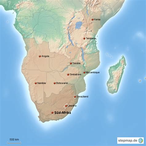 StepMap Afrika Süd Landkarte für Afrika