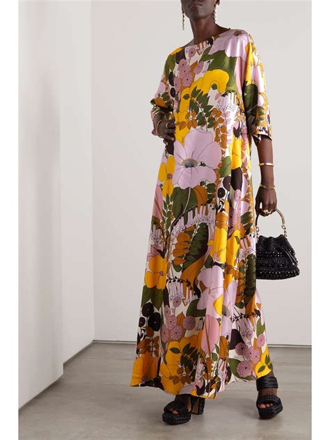 La Doublej Floral Print Silk Twill Maxi Dress Net A Porter