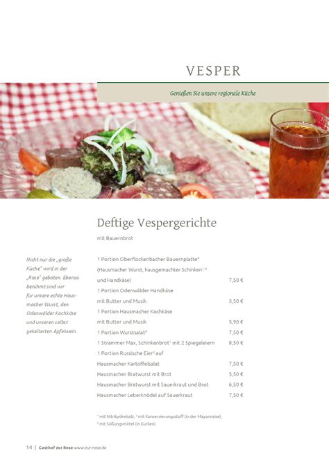 Speisekarte Restaurant Gasthof Zur Rose In Weinheim DeutschlandGourmet