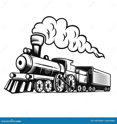 Retro Train Illustration Isolated On White Background. Design Element ...