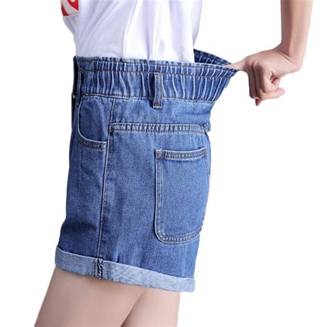 New Summer Woman Plus Size Denim Short Stretch Waist Lady Short Jeans