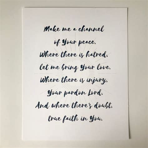 Make Me A Channel Of Your Peace Song Lyrics X Print Prayer Of St