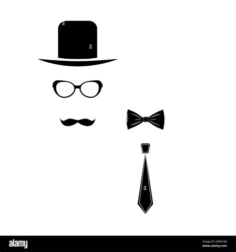 Hat Glasses Bowtie And Mustache Man Set Vector Illustration Stock Vector Image And Art Alamy