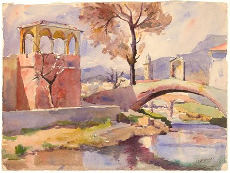 Lily Florence Waring Watercolour Ponte Di San Sebastiano