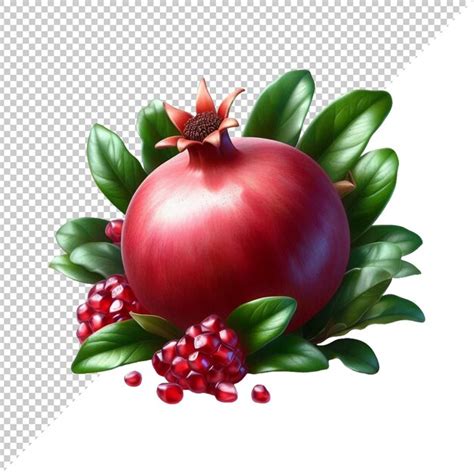 Premium Psd Pomegranate Half Isolated On Transparent Background Ai