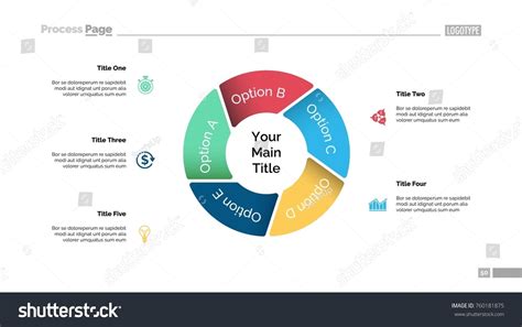 Pie Chart With Five Elements Template Royalty Free Stock Vector