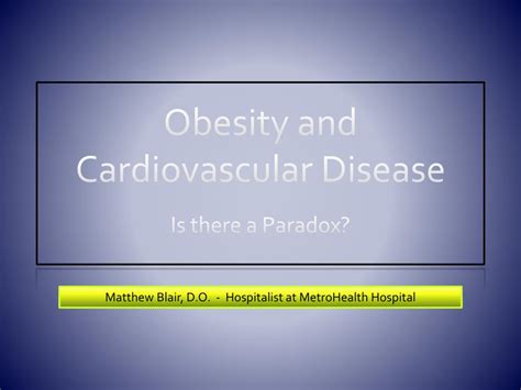 PPT - Obesity and Cardiovascular Disease PowerPoint Presentation, free ...