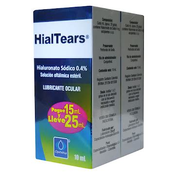 Soluci N Oft Lmica Hialtears Hialuronato S Dico Ophtha Frasco X Ml