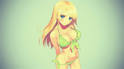 Bakgrundsbilder animeflickor Tony Taka blond bikini blåa ögon