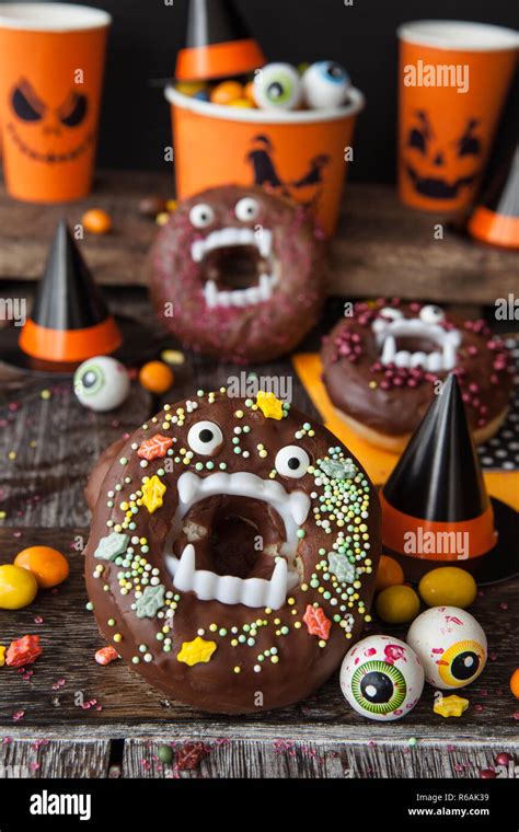 Scary Halloween Donuts Stock Photo Alamy