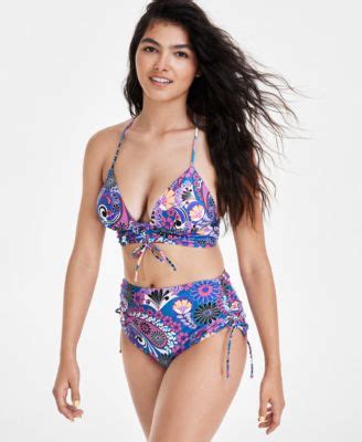 Salt Cove Juniors Floral Print Tie Back Bikini Top High Waist