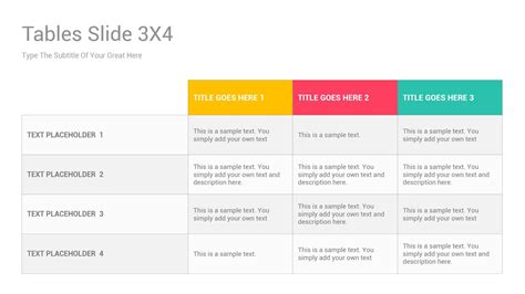 Tables Powerpoint Presentation Template Powerpoint Presentation