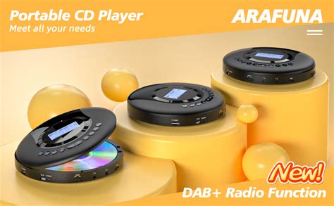 Arafuna Portable Cd Player Discman Dab Fm Radio Cd Cd R Rw Cd