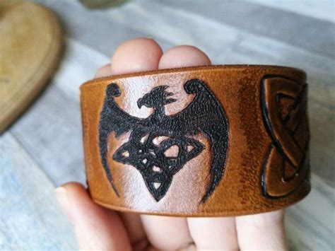 Black Dragon bracelet Celtic Knot Leather Cuff Celtic Bracelets Celtic ...