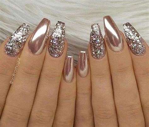 Pin On Hello Gorgeous Rose Gold Metallic Nails Bridal Nail Art