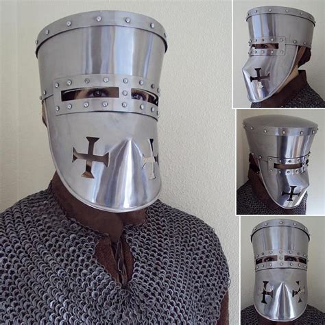 Crusader Helmet With Fixed Face Plate