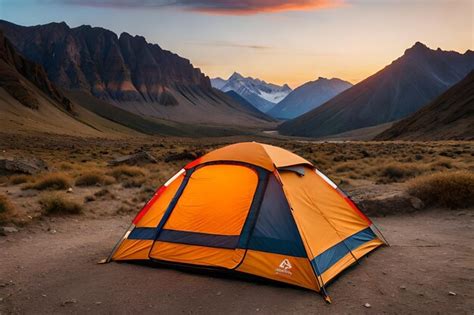 Premium AI Image | camping tent in the wilderness epic hiking landscape