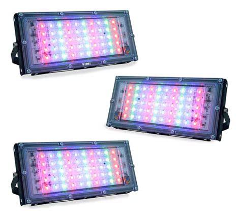 Paquete 3 Pz Reflector Led 30w Rgb Multicolor Con Control Meses Sin