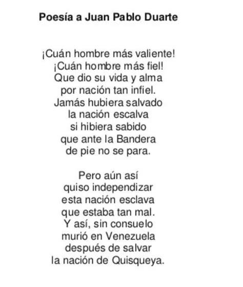 Un Peque O Poema De Juan Pablo Duarte Brainly Lat