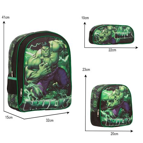 Kit Mochila Infantil Masculina Incrível Hulk Lancheira USA Magazine